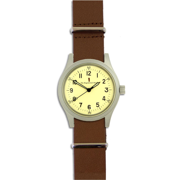 M120 Watch with Brown Leather Strap M120 Watch The Regimental Shop Silver/Yellow/Brown  