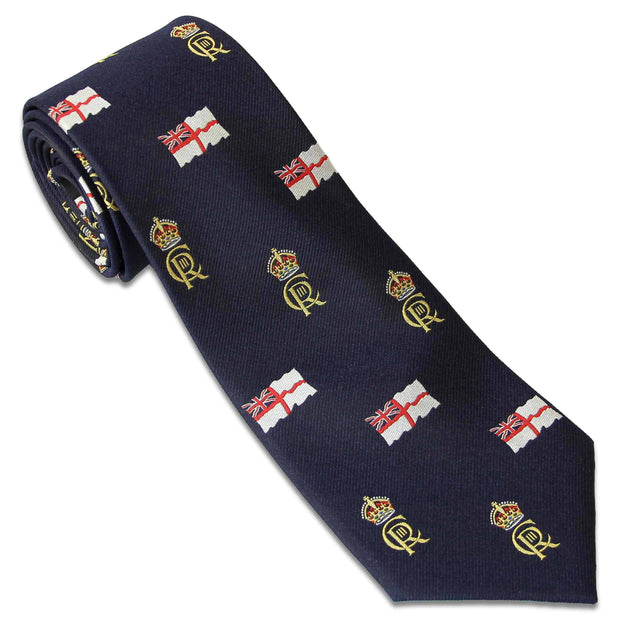 King Charles III Coronation Tie (Silk) - Royal Navy Tie, Silk The Regimental Shop Navy Blue/Red/White/Gold one size fits all 