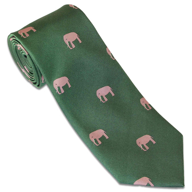 Pink Elephants Tie (Silk) Tie, Silk, Woven The Regimental Shop Green/Pink one size fits all 
