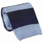 Light Blue, Navy Blue, Dark Blue Striped Knitted Tie (Silk) Tie, Silk, Woven The Regimental Shop Blue one size fits all 