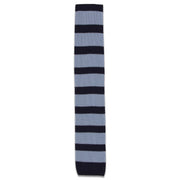 Light Blue and Navy Blue Striped Knitted Tie (Silk) Tie, Silk, Woven The Regimental Shop   
