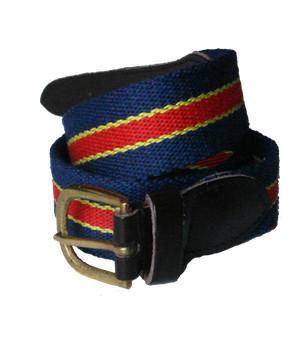Sandhurst Lightweight Webbing Belt - Tie Design Webbing Belt The Regimental Shop S (27"-30") Blue/Red/Yellow 