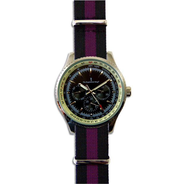 Military Multi Dial Watch with Black and Purple Strap Multi Dial The Regimental Shop   