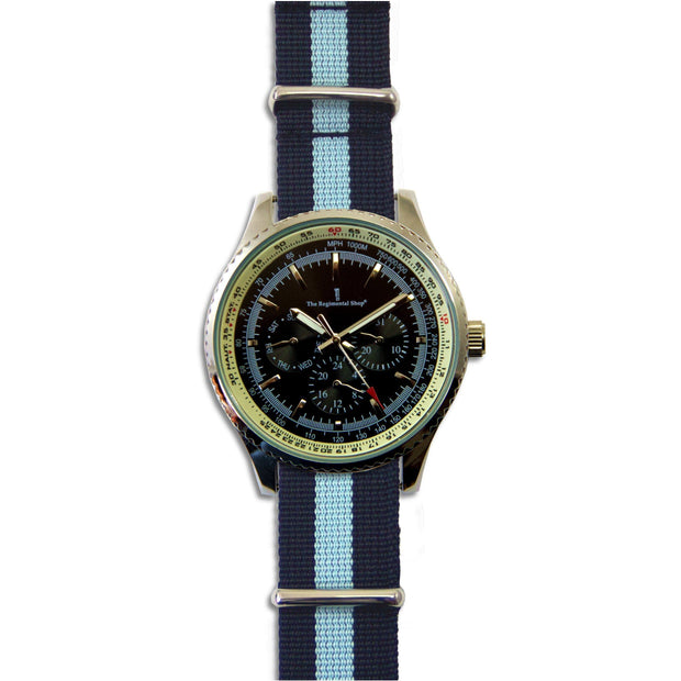 Military Multi Dial Watch with Blue Stripe Strap Multi Dial The Regimental Shop   