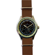 Military Multi Dial Watch with Brown Leather Strap Multi Dial The Regimental Shop   