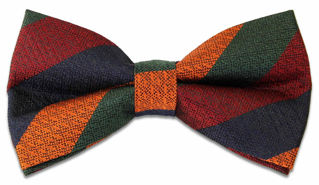 Duke of Lancaster's Regiment Silk Non Crease Pre-tied Bow Tie - (New Stripe) Bowtie, Silk The Regimental Shop Blue/Orange/Maroon/Green one size fits all 