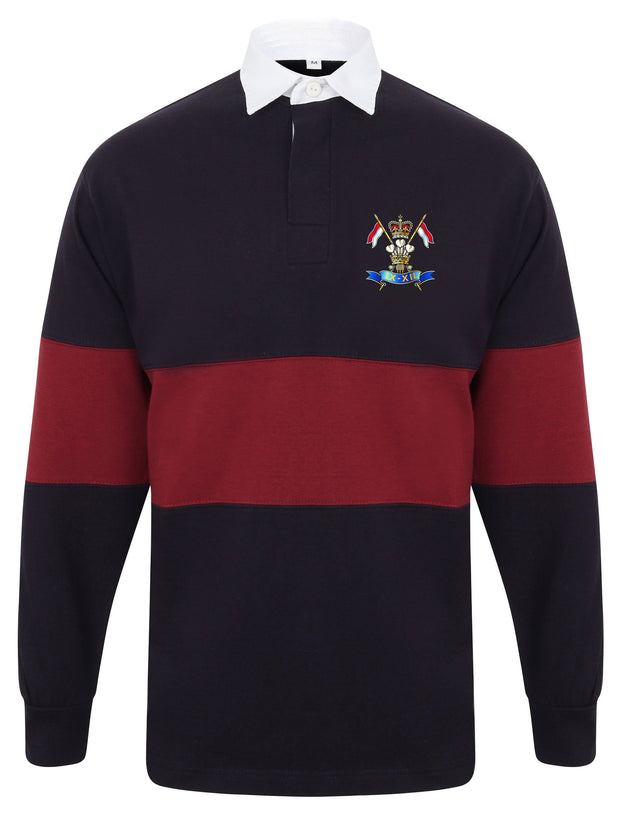 9/12 Royal Lancers Panelled Rugby Shirt Clothing - Rugby Shirt - Panelled The Regimental Shop 36/38" (S) Navy/Burgundy 