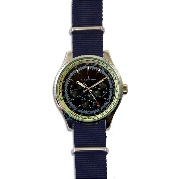 Military Multi Dial Watch with Navy Blue Strap Multi Dial The Regimental Shop   