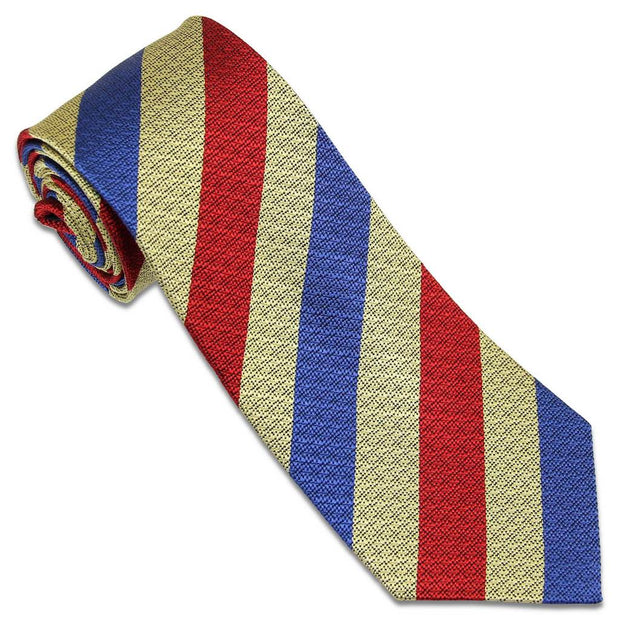 Queen's Dragoon Guards Subalterns Action Group Tie (Silk Non Crease) Tie, Silk Non Crease The Regimental Shop Buff/Blue/Red one size fits all 