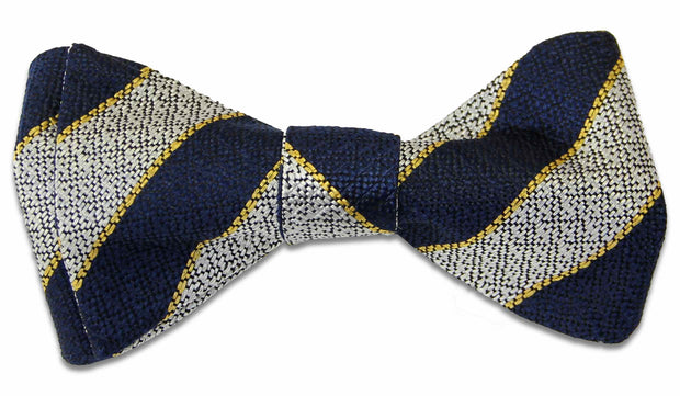 Queen's Regiment Silk Non Crease (Self Tie) Bow Tie Bowtie, Silk The Regimental Shop Blue/Silver/Yellow one size fits all 