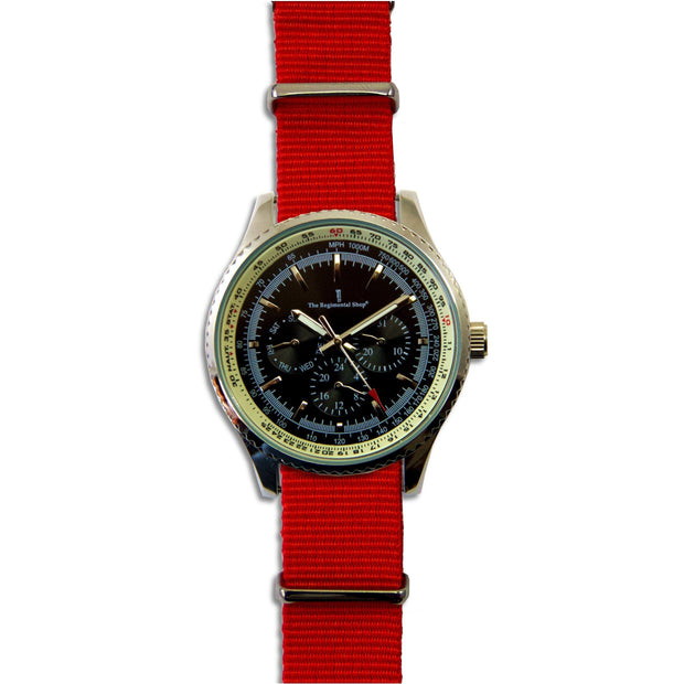 Military Multi Dial Watch with Red Strap Multi Dial The Regimental Shop   