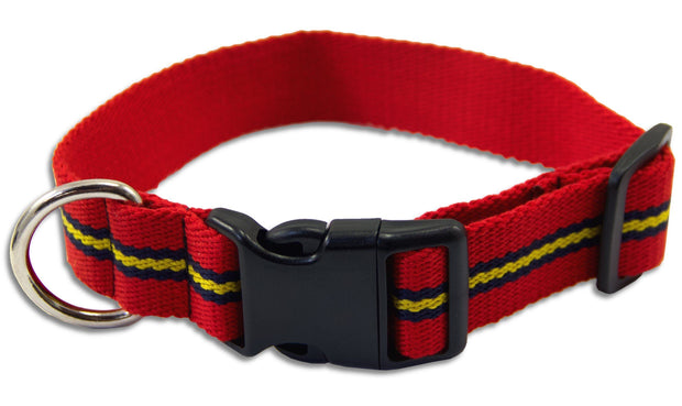Royal Artillery "Stable Belt" Wide Dog Collar Dog Collar - Wide The Regimental Shop Small: 30cm - 43cm Blue/Red/Yellow 