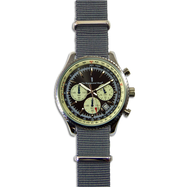 Military Chronograph Watch with Silver G10 Strap Chronograph The Regimental Shop   