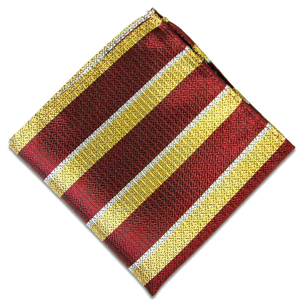 The Royal Lancers Silk Non Crease Pocket Square Pocket Square The Regimental Shop Maroon/Buff/White one size fits all 