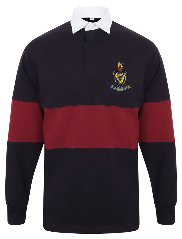 Queen's Royal Hussars Panelled Rugby Shirt Clothing - Rugby Shirt - Panelled The Regimental Shop 36/38" (S) Navy/Burgundy 