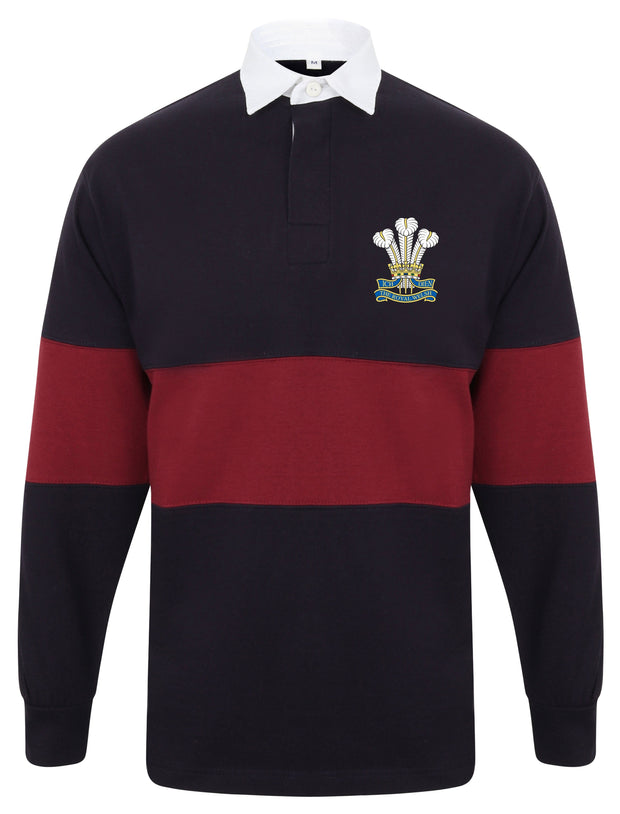 Royal Welsh Regiment Panelled Rugby Shirt Clothing - Rugby Shirt - Panelled The Regimental Shop 36/38" (S) Navy/Burgundy 