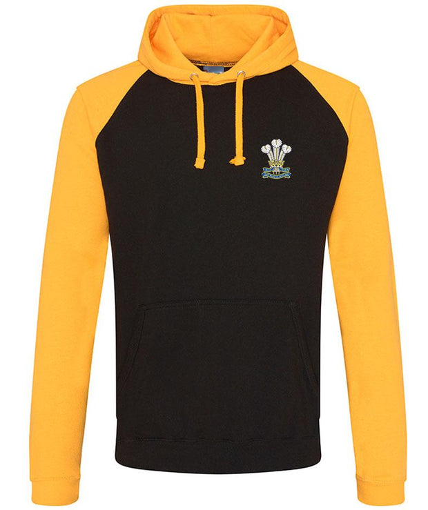 Royal Welsh Regiment Premium Baseball Hoodie Clothing - Hoodie The Regimental Shop S (36") Black/Gold 
