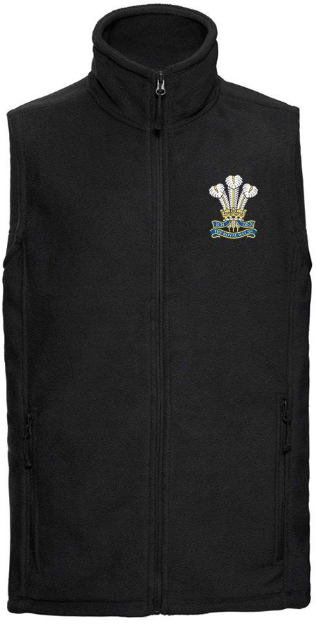 Royal Welsh Regiment Premium Outdoor Sleeveless Fleece (Gilet) Clothing - Gilet The Regimental Shop 33/35" (XS) Black 