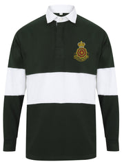 Queen's Lancashire Regiment Panelled Rugby Shirt Clothing - Rugby Shirt - Panelled The Regimental Shop 36/38" (S) Bottle Green/White 
