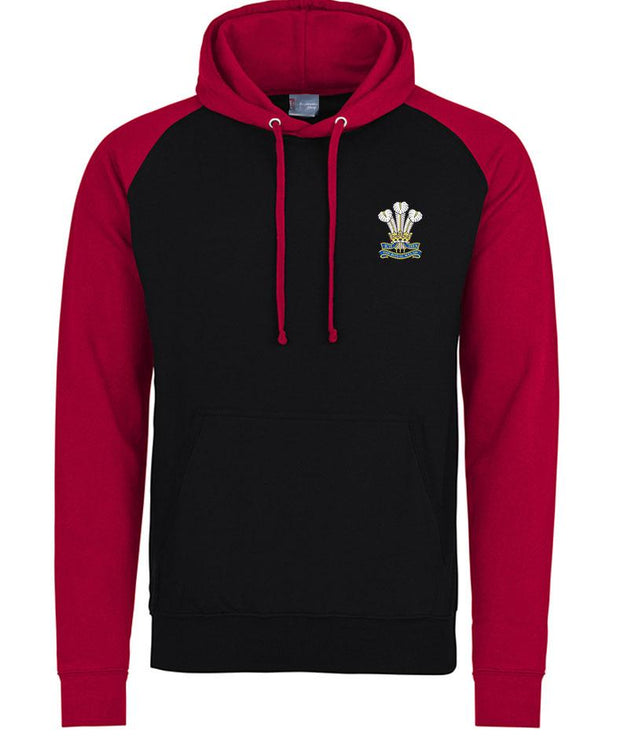 Royal Welsh Regiment Premium Baseball Hoodie Clothing - Hoodie The Regimental Shop S (36") Black/Red 