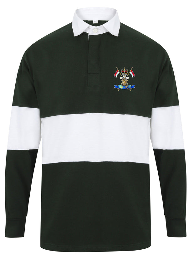 9/12 Royal Lancers Panelled Rugby Shirt Clothing - Rugby Shirt - Panelled The Regimental Shop 36/38" (S) Bottle Green/White 