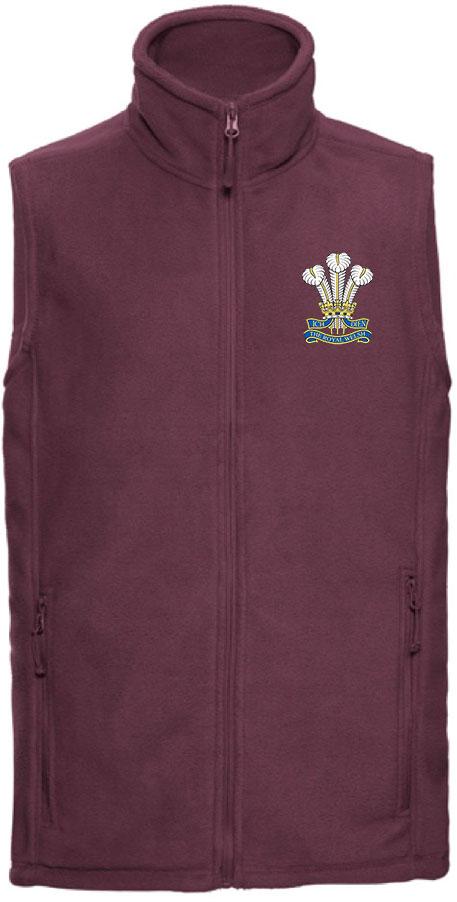 Royal Welsh Regiment Premium Outdoor Sleeveless Fleece (Gilet) Clothing - Gilet The Regimental Shop 33/35" (XS) Burgundy 