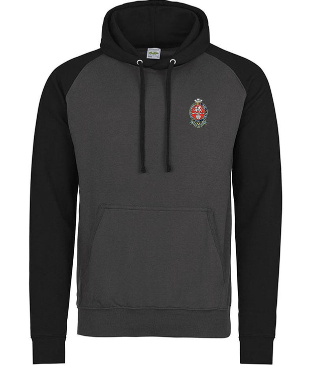 Princess of Wales's Royal Regiment Premium Baseball Hoodie Clothing - Hoodie The Regimental Shop S (36") Charcoal/Black 