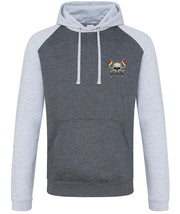 The Royal Lancers Premium Baseball Hoodie Clothing - Hoodie The Regimental Shop S (36") Charcoal/Light Grey 