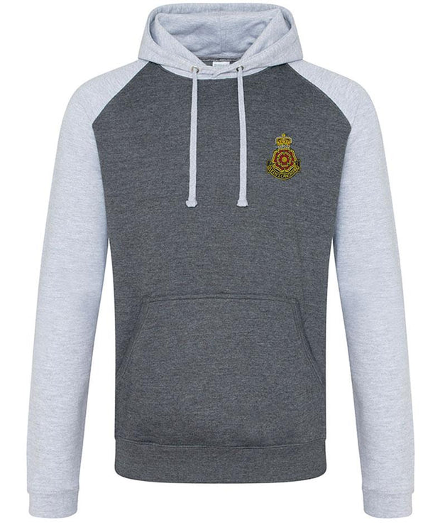 Queen's Lancashire Regiment Premium Baseball Hoodie Clothing - Hoodie The Regimental Shop S (36") Charcoal/Light Grey 