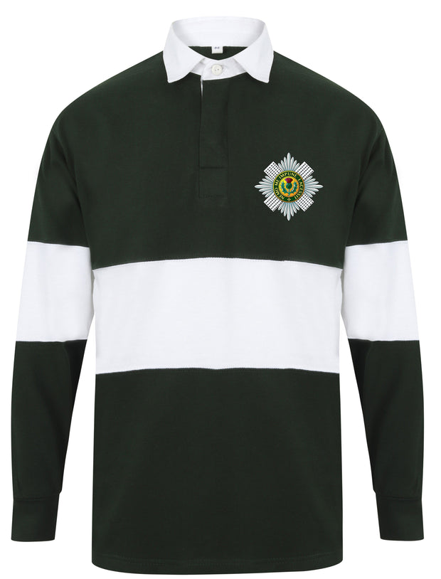 Scots Guards Panelled Rugby Shirt Clothing - Rugby Shirt - Panelled The Regimental Shop 36/38" (S) Bottle Green/White 