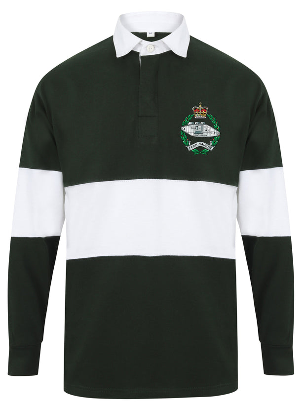 Royal Tank Regiment Panelled Rugby Shirt Clothing - Rugby Shirt - Panelled The Regimental Shop 36/38" (S) Bottle Green/White 