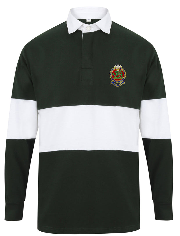 Queen's Regiment Panelled Rugby Shirt Clothing - Rugby Shirt - Panelled The Regimental Shop 36/38" (S) Bottle Green/White 