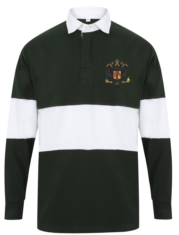 Queen's Dragoon Guards (QDG) Panelled Rugby Shirt Clothing - Rugby Shirt - Panelled The Regimental Shop 36/38" (S) Bottle Green/White 