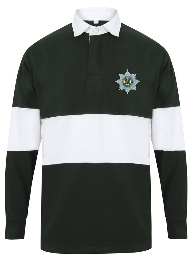 Irish Guards Panelled Rugby Shirt Clothing - Rugby Shirt - Panelled The Regimental Shop 36/38" (S) Bottle Green/White 