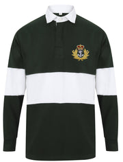 Royal Navy Panelled Rugby Shirt (Cap Badge) Clothing - Rugby Shirt - Panelled The Regimental Shop 36/38" (S) Bottle Green/White 