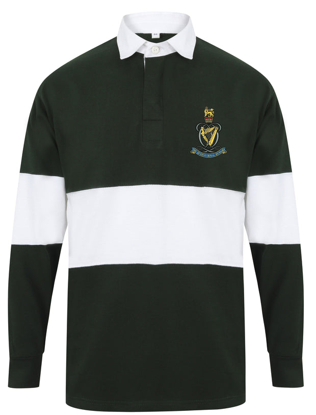 Queen's Royal Hussars Panelled Rugby Shirt Clothing - Rugby Shirt - Panelled The Regimental Shop 36/38" (S) Bottle Green/White 