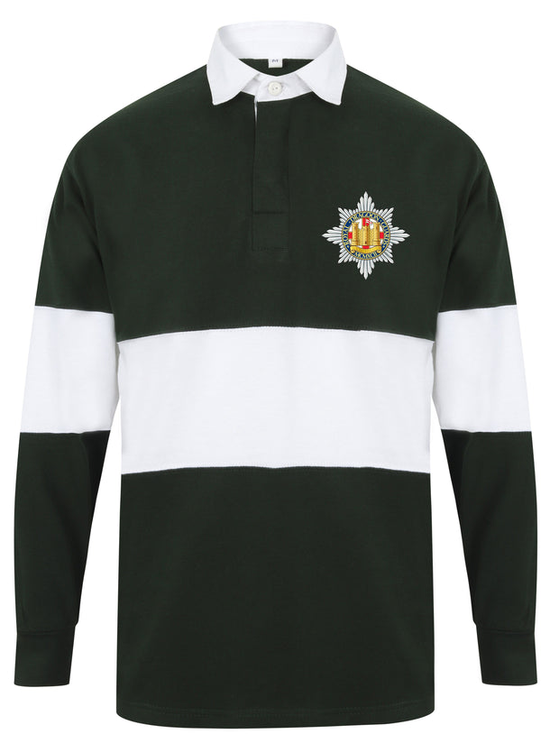 Royal Dragoon Guards Regiment Panelled Rugby Shirt Clothing - Rugby Shirt - Panelled The Regimental Shop 36/38" (S) Bottle Green/White 