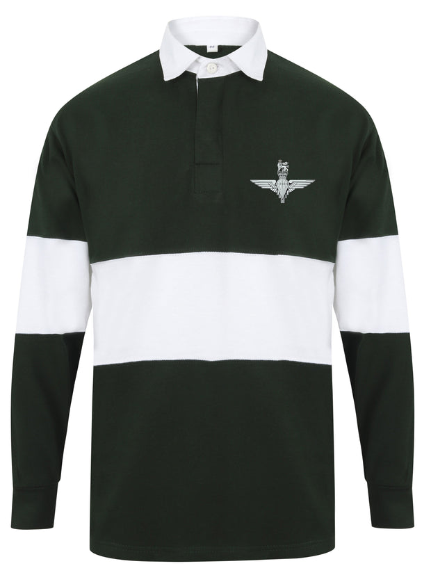 Parachute Regiment - Paras - Panelled Rugby Shirt Clothing - Rugby Shirt - Panelled The Regimental Shop 36/38" (S) Bottle Green/White 