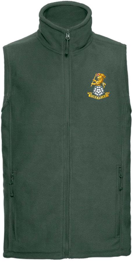 The Royal Yorkshire Regiment Premium Outdoor Sleeveless Fleece (Gilet) Clothing - Gilet The Regimental Shop 33/35" (XS) Bottle Green 