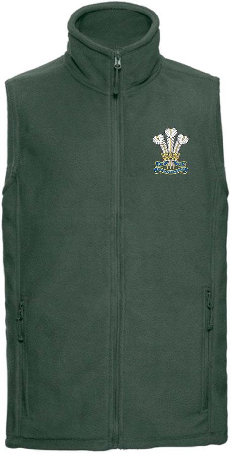 Royal Welsh Regiment Premium Outdoor Sleeveless Fleece (Gilet) Clothing - Gilet The Regimental Shop 33/35" (XS) Bottle Green 