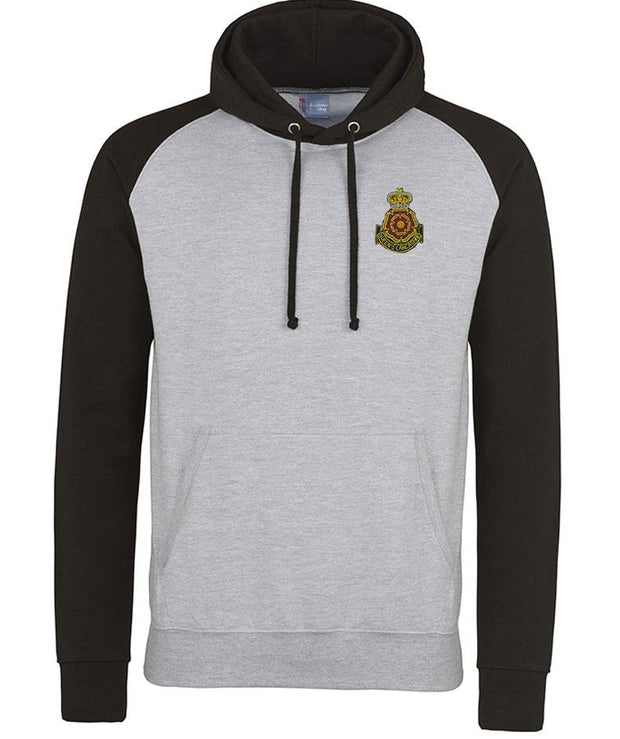 Queen's Lancashire Regiment Premium Baseball Hoodie Clothing - Hoodie The Regimental Shop S (36") Light Grey/Black 