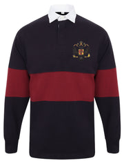 Queen's Dragoon Guards (QDG) Panelled Rugby Shirt Clothing - Rugby Shirt - Panelled The Regimental Shop 36/38" (S) Navy/Burgundy 