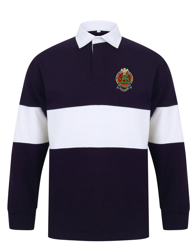Queen's Regiment Panelled Rugby Shirt Clothing - Rugby Shirt - Panelled The Regimental Shop 36/38" (S) Navy/White 