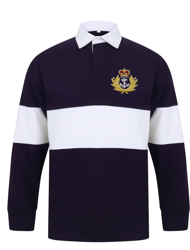 Royal Navy Panelled Rugby Shirt (Cap Badge) Clothing - Rugby Shirt - Panelled The Regimental Shop 36/38" (S) Navy/White 