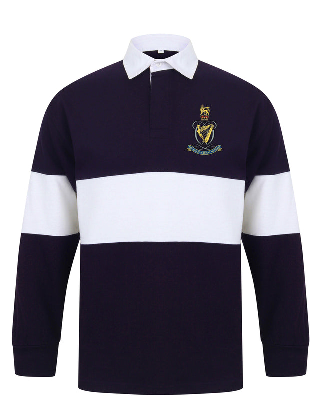 Queen's Royal Hussars Panelled Rugby Shirt Clothing - Rugby Shirt - Panelled The Regimental Shop 36/38" (S) Navy/White 