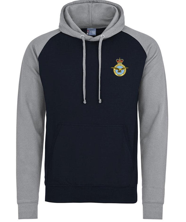 RAF Premium Baseball Hoodie Clothing - Hoodie The Regimental Shop S (36") Navy/Light Grey 