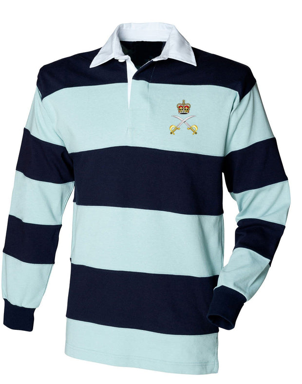 Royal Army Physical Training Corps (RAPTC) Rugby Shirt Clothing - Rugby Shirt The Regimental Shop 36" (S) Pale Blue-Navy Stripes Queen's Crown