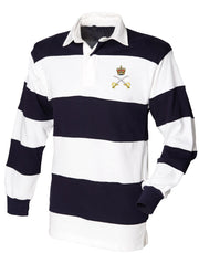 Royal Army Physical Training Corps (RAPTC) Rugby Shirt Clothing - Rugby Shirt The Regimental Shop 36" (S) White-Navy  Stripes Queen's Crown