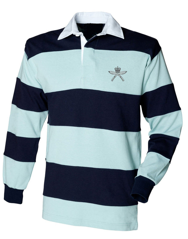 Royal Gurkha Rifles Rugby Shirt Clothing - Rugby Shirt The Regimental Shop 36" (S) Pale Blue-Navy Stripes 