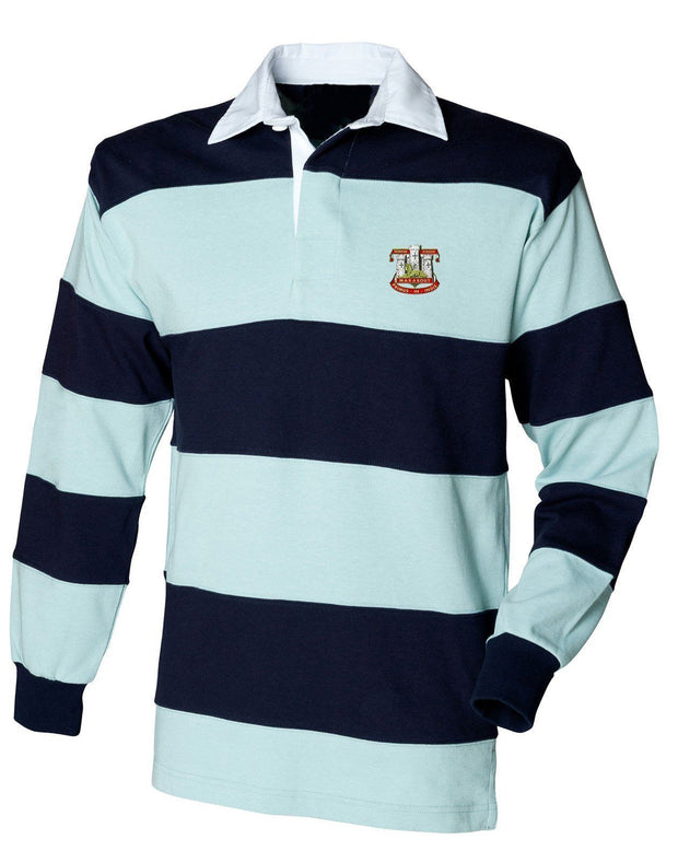 Devonshire and Dorset Regimental Rugby Shirt Clothing - Rugby Shirt The Regimental Shop 36" (S) Pale Blue-Navy Stripes 